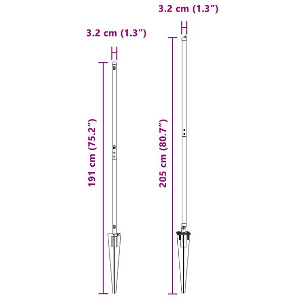 vidaXL Tvorelės stulpas Kita 26 pcs Pilka 3,2 x 3,2 x 160 cm Plienas