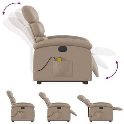 vidaXL Elektrinis atlošiamas masažinis krėslas, kapučino, dirbtinė oda