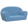 vidaXL Vaiki&scaron;ka dvivietė sofa, mėlynos spalvos, mink&scaron;tas pliu&scaron;as