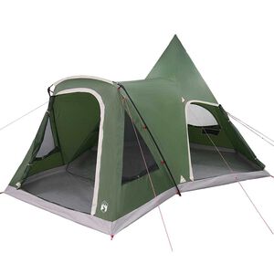 vidaXL Teepee palapinė su stogu su saugykla Žalia 545 x 450 x 295 cm