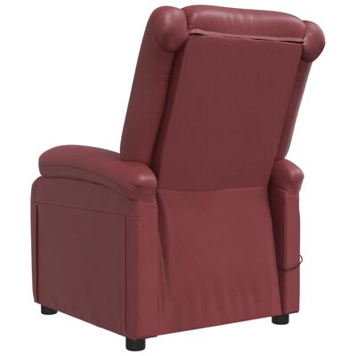 vidaXL Elektrinis masažinis krėslas, raudonojo vyno, dirbtinė oda