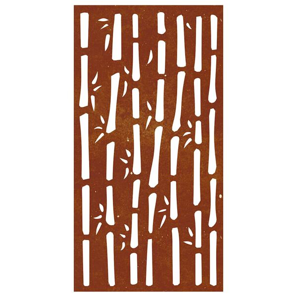 vidaXL Sodo sienos dekoracija, 105x55cm, corten plienas, bambukas