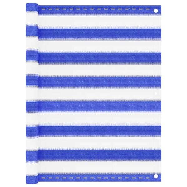 vidaXL Balkono pertvara, mėlynos ir baltos spalvos, 90x400cm, HDPE