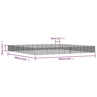 vidaXL Augintinių narvas, 44 segmentai, juodas, 35x35cm, plienas