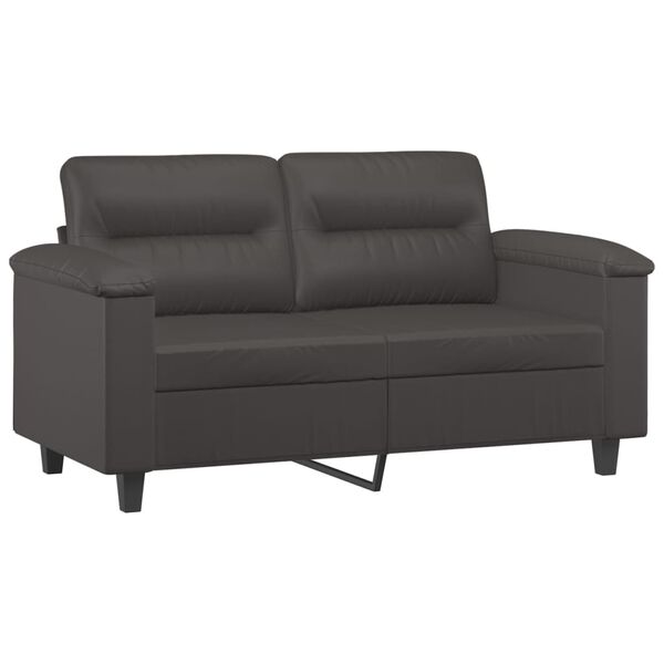 vidaXL Dvivietė sofa, pilkos spalvos, 120cm, dirbtinė oda