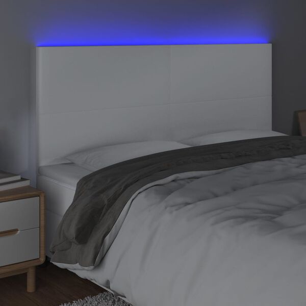 vidaXL Galvūgalis su LED, baltos spalvos, 160x5x118/128 cm