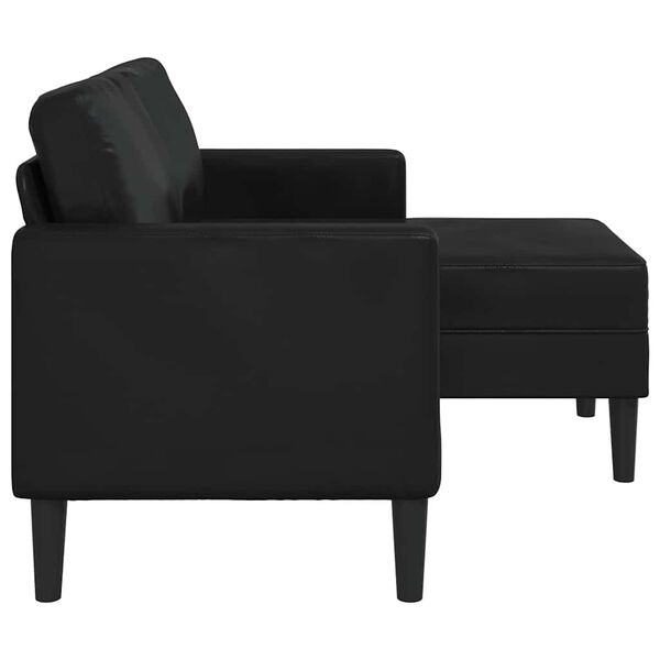 vidaXL Dvivietė sofa su &scaron;ezlongu, L formos, juoda, 125 cm, dirbtinė oda