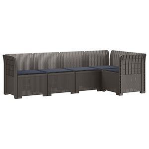 vidaXL 5-vietė sodo sofa su pagalvėlėmis Rataninio i&scaron;vaizdos PP