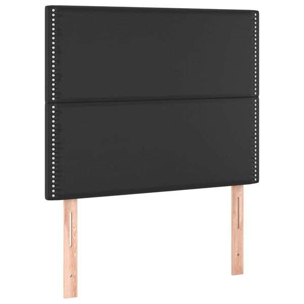 vidaXL Galvūgalis su LED, juodos spalvos, 90x5x118/128cm, dirbtinė oda