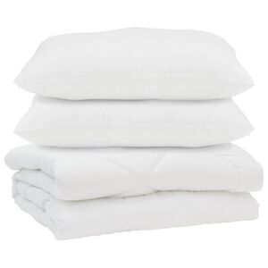 vidaXL Antklodė su pagalve 3 pcs Balta Mikropluo&scaron;tas