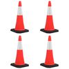 vidaXL Įspėjamieji kūgiai su tvirtais pagrindais, 4vnt., 75cm