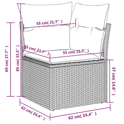 vidaXL Sofos komplektas su pagalvėlėmis, 3 dalių, pilkas, poliratanas