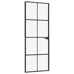 vidaXL Vidaus durys, juodos, 76x201,5cm, grūdintas stiklas/aliuminis