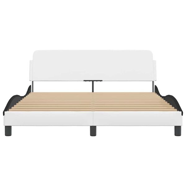 vidaXL Lovos rėmas, Dover, baltas/juodas, 160x200cm, dirbtinė oda