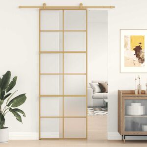 vidaXL Stumdomos durys, auksinės, 76x205cm, ESG stiklas ir aliuminis