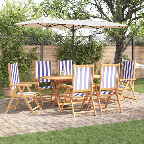 vidaXL Sodo valgomojo komplektas 7 pcs Mėlyna ir balta