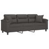 vidaXL Trivietė sofa su pagalvėmis, pilka, 180cm, dirbtinė oda