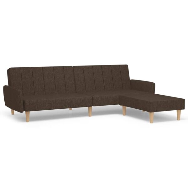 vidaXL Dvivietė sofa-lova su pakoja, tamsiai rudos spalvos, audinys