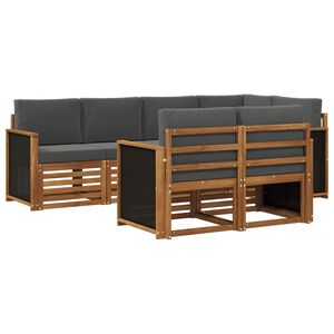 vidaXL Sekcijos sofų komplektas 6 pcs Natūralus ir antracitas
