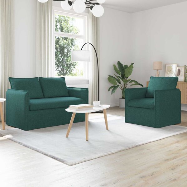 vidaXL Sofa 2 pcs Tamsiai žalia