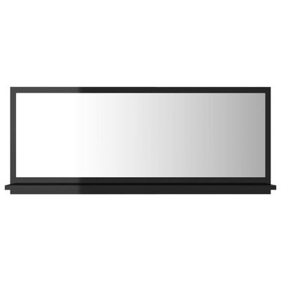 vidaXL Vonios kambario veidrodis, juodas, 90x10,5x37cm, MDP, blizgus