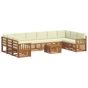 vidaXL Lauko sofos komplektas 11 pcs Natūralus ir grietinėlė