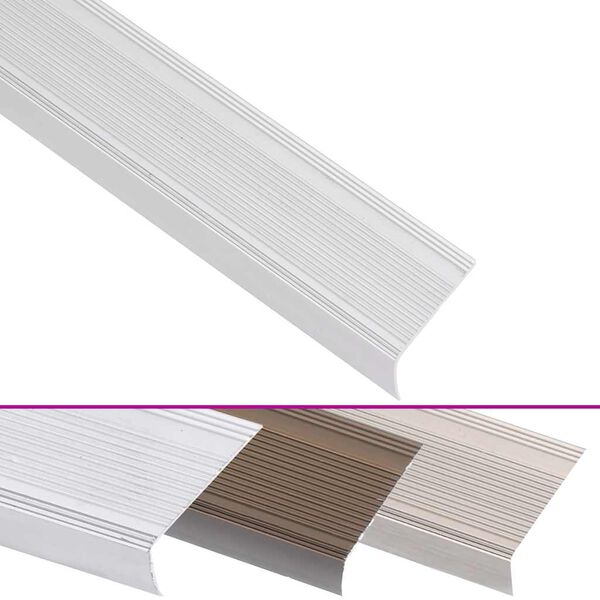 vidaXL Profiliai laiptams, 15vnt., sidabro, 90 cm, aliuminis, L formos