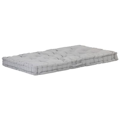 vidaXL Paletės/grindų pagalvėlė, pilkos spalvos, 120x80x10cm, medvilnė