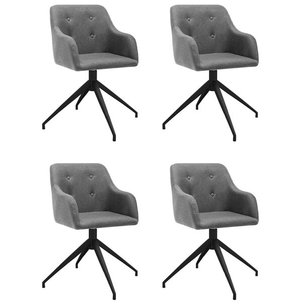 vidaXL Pasukamos valgomojo kėdės, 4vnt., &scaron;viesiai pilkos, audinys