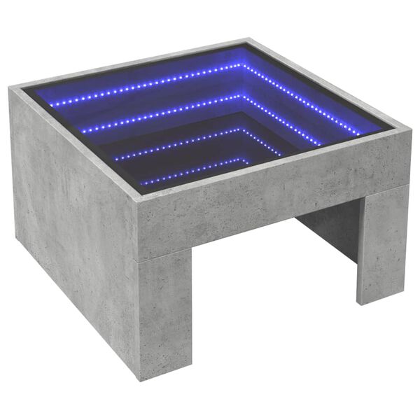 vidaXL Kavos staliukas su Infinity LED lemputėmis, betono, 50x50x30cm