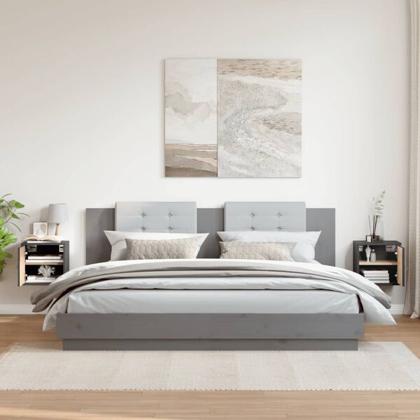 vidaXL Sieninės spintelės, 2vnt., pilkos, 31,5x30x30cm, pušies masyvas