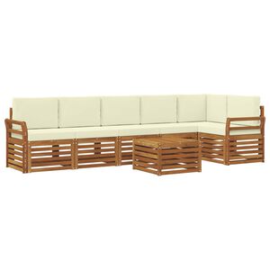 vidaXL Sekcijos sofų komplektas 7 pcs Natūralus ir grietinėlė