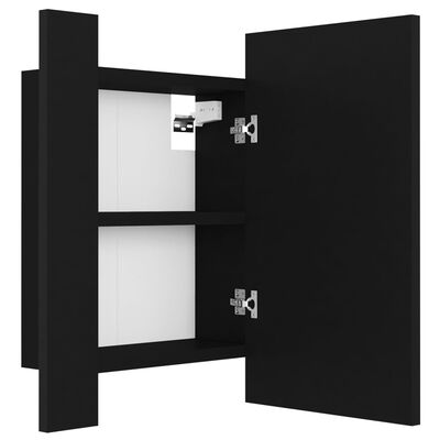 vidaXL Veidrodinė vonios spintelė su LED, juoda, 40x12x45cm, akrilas