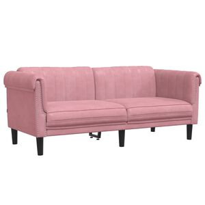 vidaXL Dvivietė sofa, rožinės spalvos, aksomas