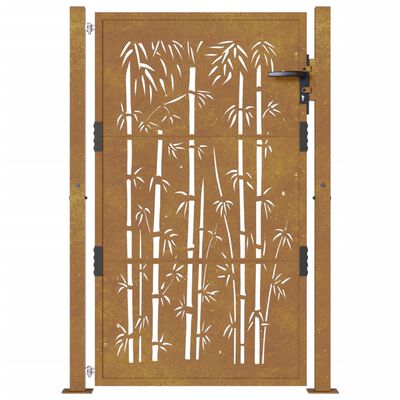 vidaXL Sodo vartai, 105x155cm, corten plienas, bambuko dizaino