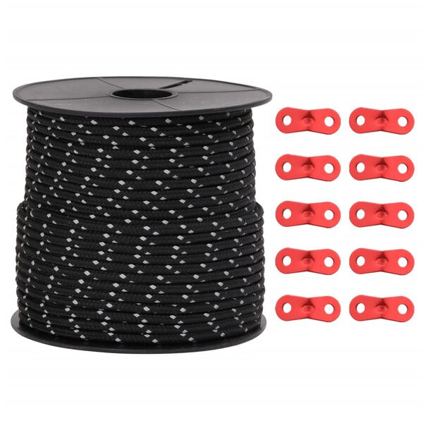 vidaXL Palapinės virvė su šviesą atspindinčiomis juostomis/sujungimais