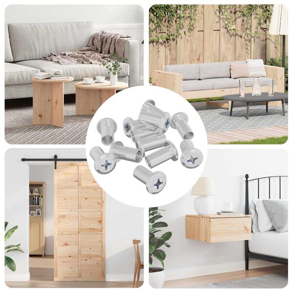 vidaXL Užrakto veržlė 12 pcs Nikelio M6 x 15 mm Plienas