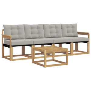 vidaXL Lauko sofos komplektas 5 vnt. Balta ir &scaron;viesiai pilka