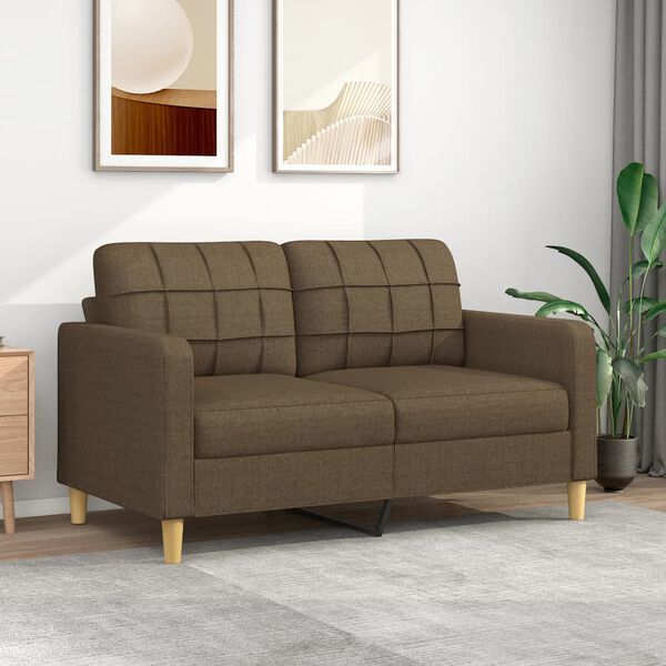 vidaXL Dvivietė sofa, rudos spalvos, 140cm, audinys