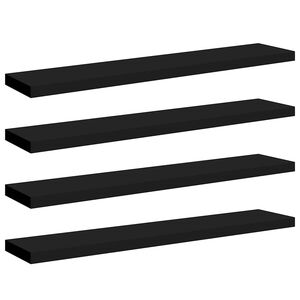 vidaXL Pakabinamos lentynos, 4vnt., juodos, 120x23,5x3,8cm, MDF