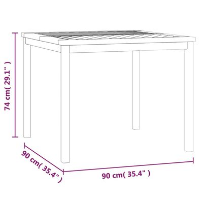 vidaXL Sodo valgomojo stalas, 90x90x74cm, akacijos medienos masyvas