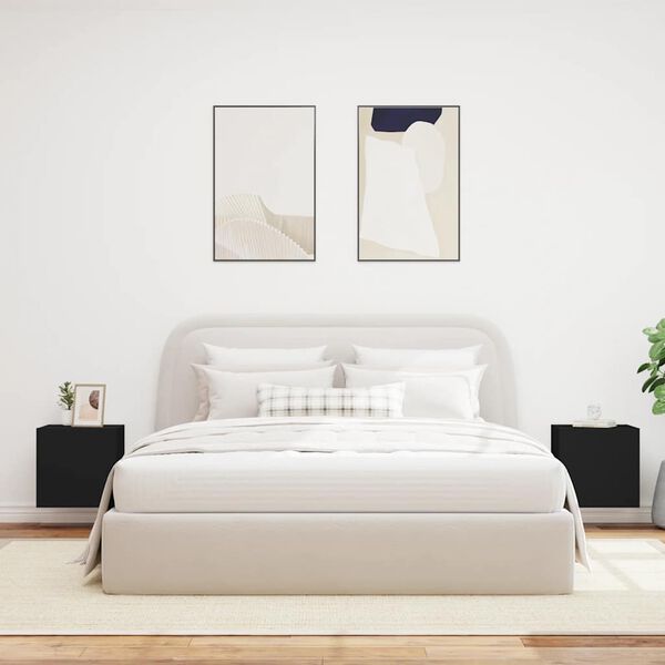 vidaXL Sieninės TV spintelės su LED, 2vnt., juodos, 40,5x35x40cm