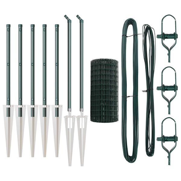 vidaXL Tvora su stulpais Žalia 0,4 x 10 m Plienas ir PVC