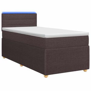 vidaXL Spyruoklinė lova su čiužiniu Tamsiai rudas 80 x 200 cm Audinys