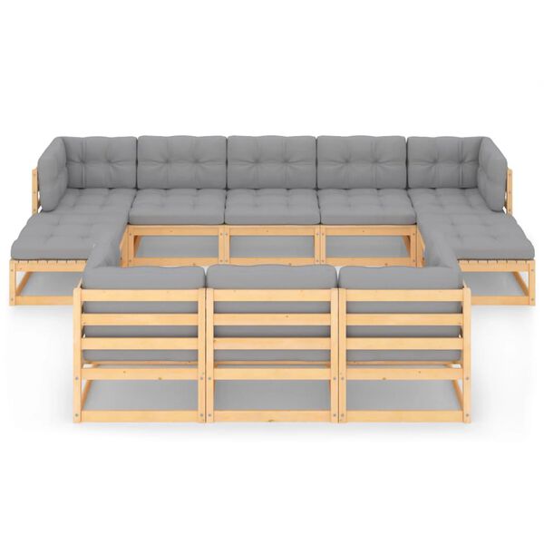 vidaXL Sodo komplektas su pagalvėlėmis, 10 dalių, pu&scaron;ies masyvas