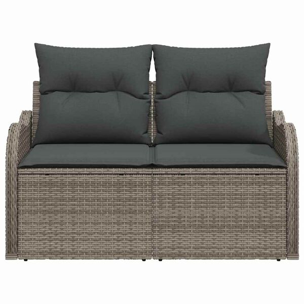 vidaXL Sodo sofa su pagalve Pilka 121 x 62 x 69cm poliratanas