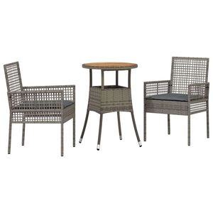 vidaXL Sodo valgomojo komplektas 3 pcs Pilka poliratanas