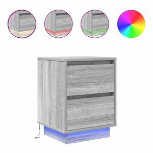 vidaXL naktinė spintelė su LED lemputėmis Pilka Sonoma 38x34x50 cm