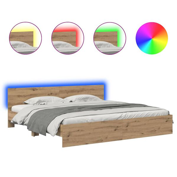 vidaXL Lovos rėmas Amatininkų ąžuolas 180 x 200 cm Apdirbta mediena