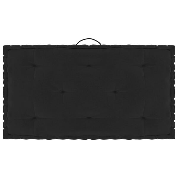 vidaXL Grindų/paletės pagalvėlės, 7vnt., juodos spalvos, medvilnė